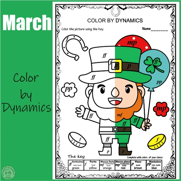 St. Patrick's Day Music Coloring Pages | Color by Dynamics
