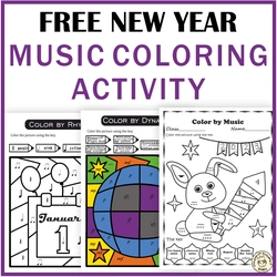 Image for Free Happy New Year Themed Music Coloring Sheets product