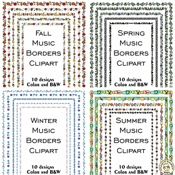 Music Borders Four Seasons Bundle Clipart | Music Frames