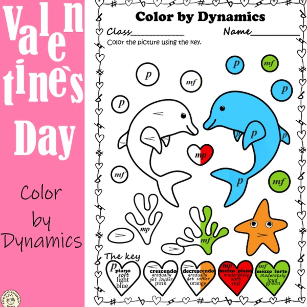 Valentine`s Day Music Coloring Pages | Color by Dynamics