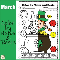 Image for St. Patrick`s Day Music Coloring Pages | Music Color by Notes & Rests product