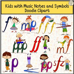 Image for Kids with Music Notes and Symbols Doodle Clipart #2 product