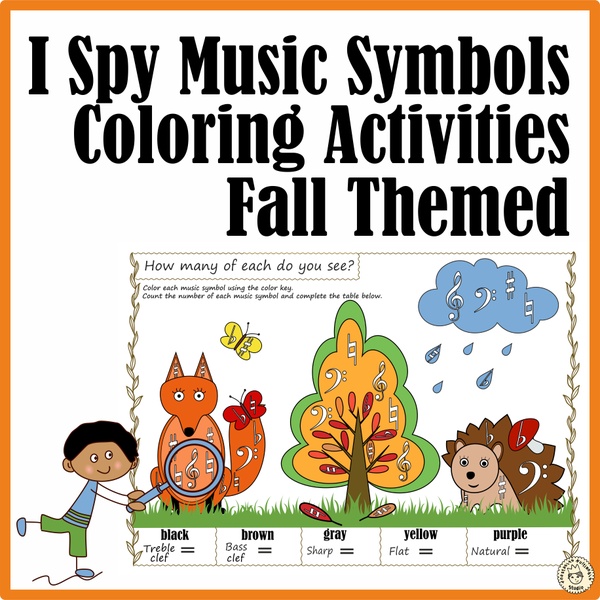 I Spy Music Symbols Coloring Activities | Fall Themed