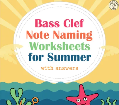 Bass Clef Note Naming Worksheets for Summer {with answers}