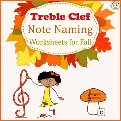 Image for Treble Clef Note Naming Worksheets for Fall product