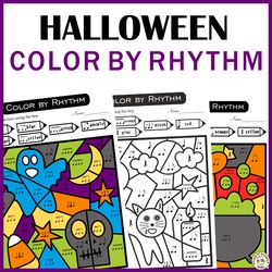 Image for Color by Rhythm Halloween Themed Pages product