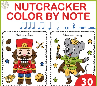 The Nutcracker Color by Note Pages | Christmas Music Coloring Activities
