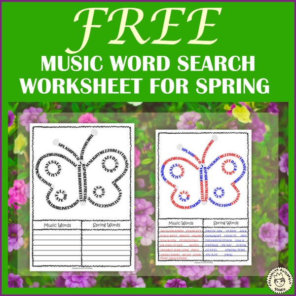 Free Music Word Search Worksheet for Spring