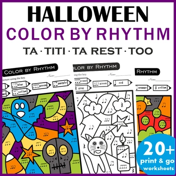 Halloween Music Color by Code Pages | Music Color by Number