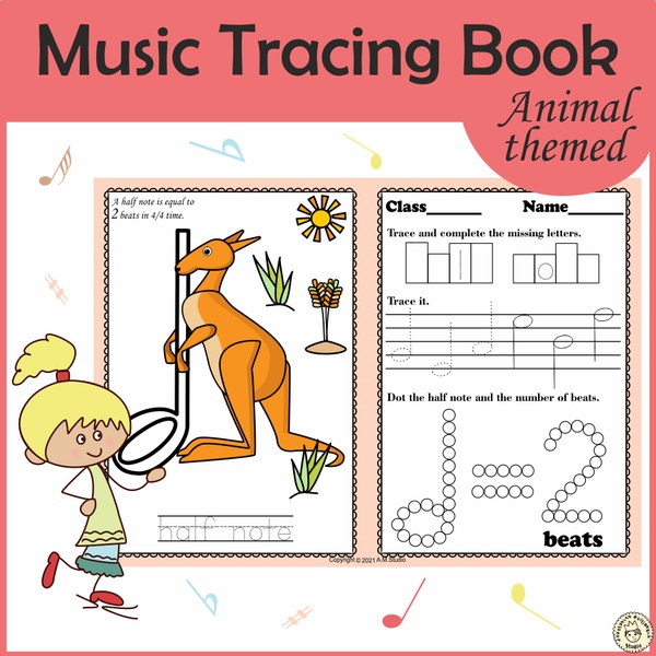 Music Tracing Book | Animal Themed