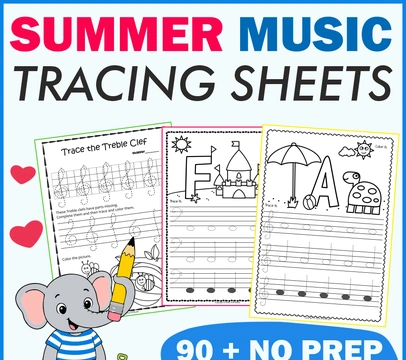 Musical Tracing Worksheets Bundle for Summer