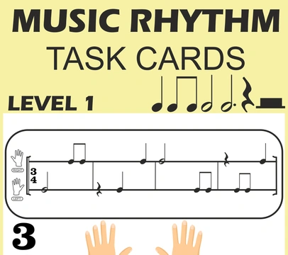 Music Rhythm Task Cards for Beginners | Level 1 _ 3/4 Meter