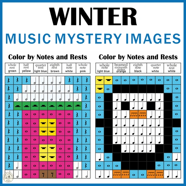 Winter Music Color by Note Mystery Pictures