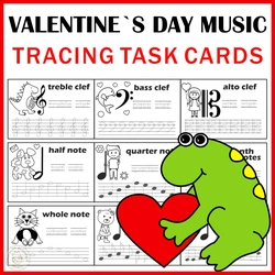 Image for Music Tracing Task Cards for Valentine’s Day product