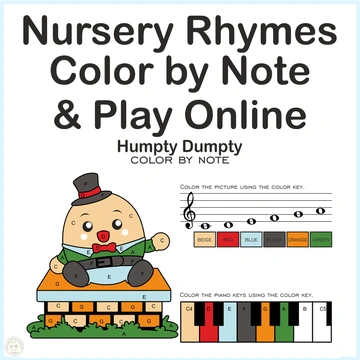 Humpty Dumpty Nursery Rhythm | Online Music Game & Color By Note Worksheet