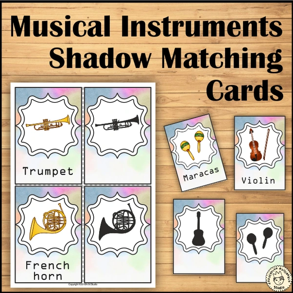 Musical Instruments Shadow Matching Cards