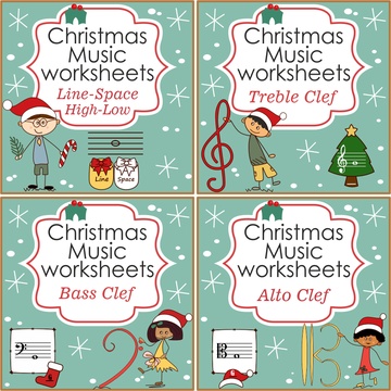 Christmas Music Worksheets Staff Bundle