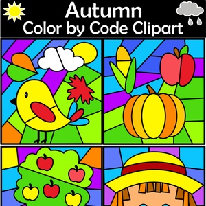 Autumn / Fall Color by Code Clip Art
