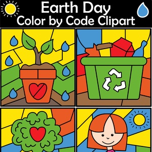 Earth Day Color by Code Clipart