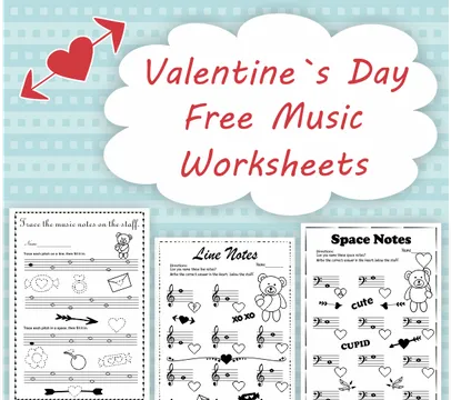 Valentine`s Day Free Music Worksheets