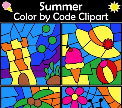 Summer Color By Code Clipart