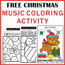 Image for Free Christmas Music Color by Rhythm Worksheets product