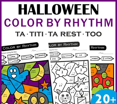 Halloween Music Color by Code Pages | Music Color by Number