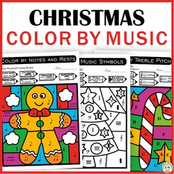 Image for Christmas Music Coloring Sheets | Music Theory Color by Code product