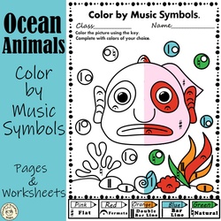 Image for Ocean themed Music Coloring Pages & Worksheets | Music Symbols product