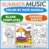 Image for Summer Music Color by Note Worksheets Bundle product