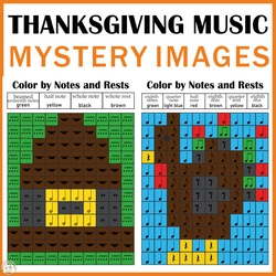 Image for Thanksgiving Music Color by Note Mystery Images product