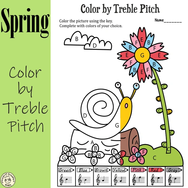 Musical Coloring Pages for Spring {Color by Treble Pitch} with answers