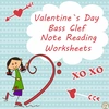 Valentine`s Day Bass Clef Note Reading Worksheets