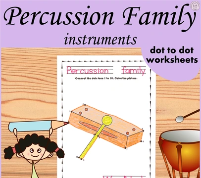 Percussion Instruments Dot to dot Worksheets