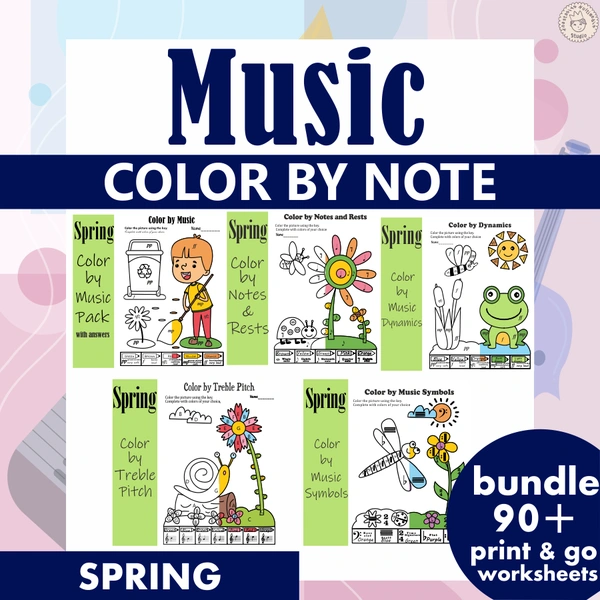 Spring Music Coloring Pages Bundle