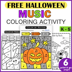 Image for Free Halloween Color by Music Pages product
