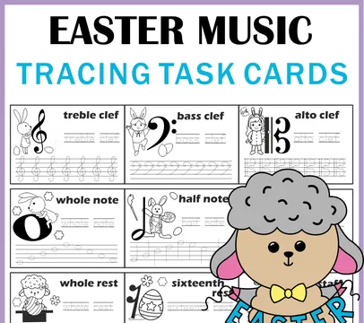 Music Tracing Task Cards for Easter | How to Draw Music Notes