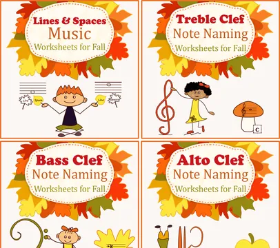 Fall Music Staff Worksheets Bundle