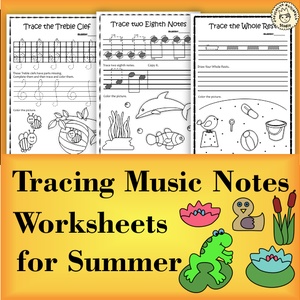 Tracing Music Notes Worksheets for Summer