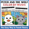 Image for Music Color by Notes & Symbols Worksheets - Peter and the Wolf Music Sub Plans product