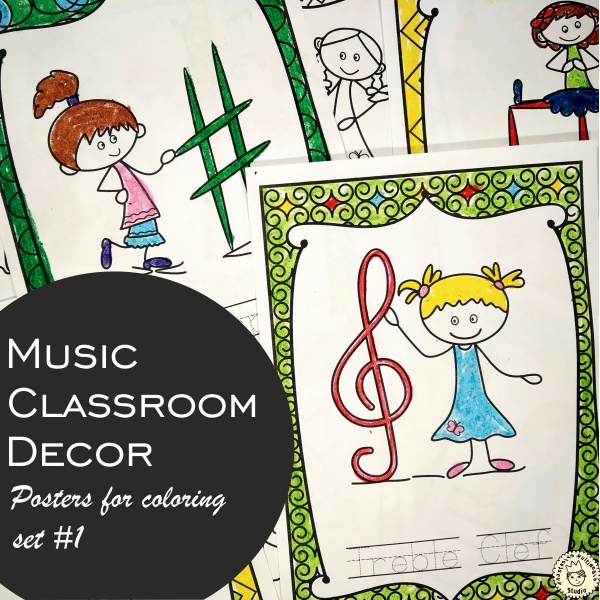 Music Classroom Decor Posters for Coloring set 1