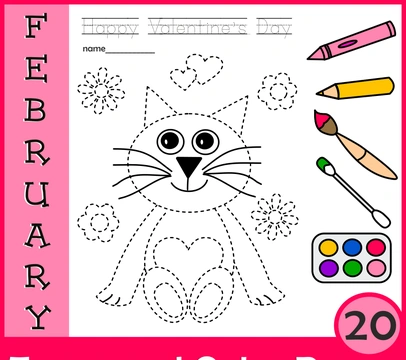 Valentine`s Day Trace and Color Pages {Fine Motor Skills + Pre-writing}