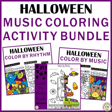 Halloween Music Coloring Activities Bundle