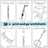 Image for Musical Instruments Dot to dot Worksheets product