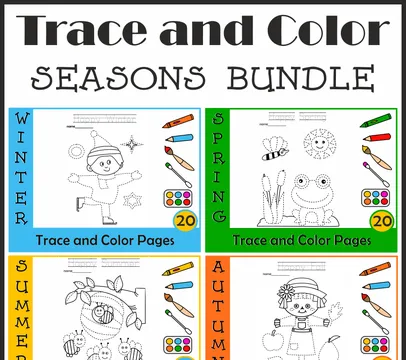 Picture Tracing Four Seasons Activities Bundle | Pre-handwriting | Editable
