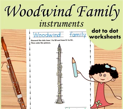 Woodwind Instruments Dot to dot Worksheets