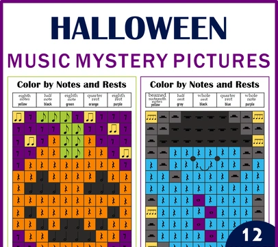 Halloween Music Color by Note Mystery Pictures