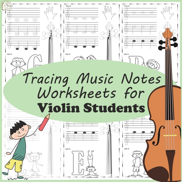 Music Tracing Notes Worksheets for Violin Students