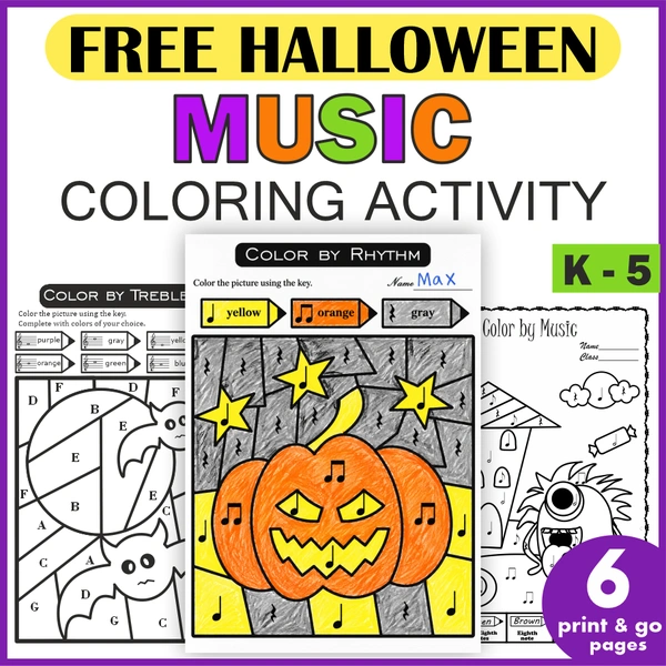 Free Halloween Color by Music Pages