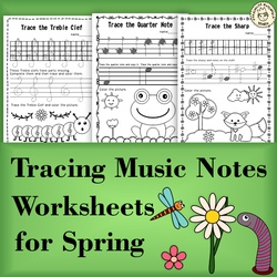 Image for Tracing Music Notes Worksheets for Spring product